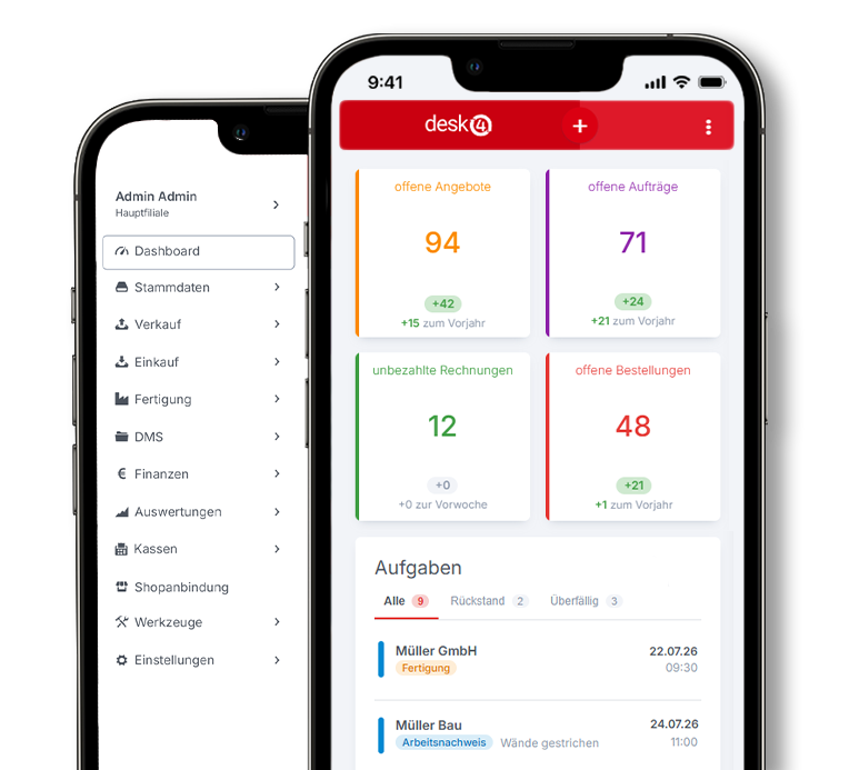 desk4 Dashboard mobile Ansicht