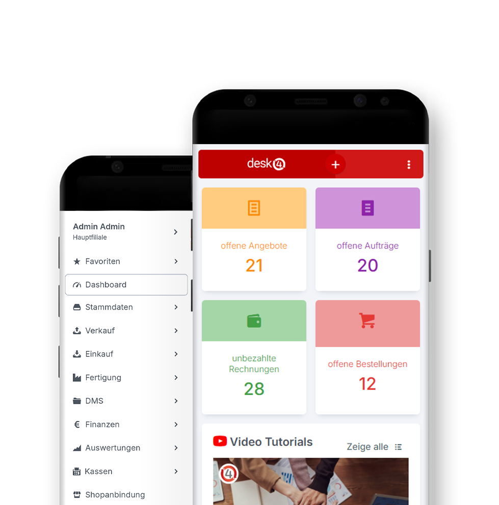 desk4 Dashboard mobile Ansicht